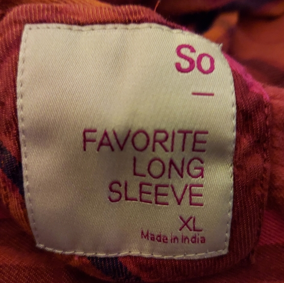 3for$19 SO Favorite Pink Long Sleve Flannel Button Up Shirt Cotton - Picture 4 of 7